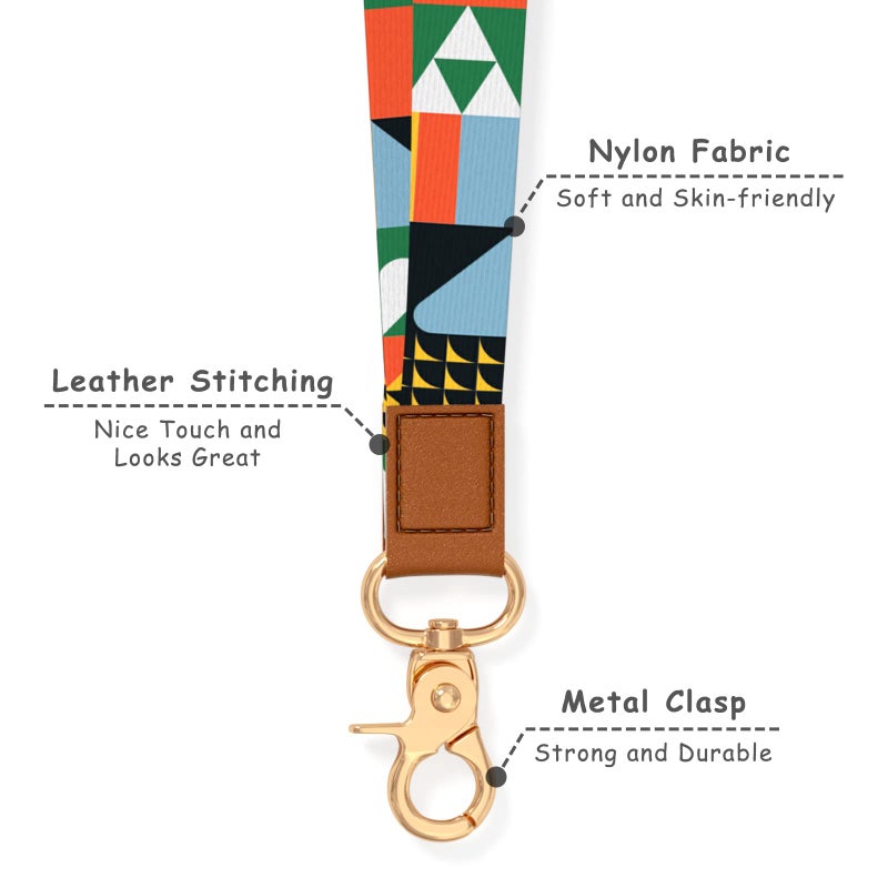 Hsxnam Neck Lanyard Key Chain  Long Lanyard Strap Keychain Holder for Women Men Car Keys ID Badges Card Wallet Phone Camera  Green Graphics - Image 3